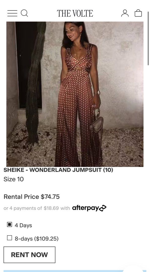 AUD 170 Rust Satin Polka Dot Jumpsuit Sheikhe Wonderland