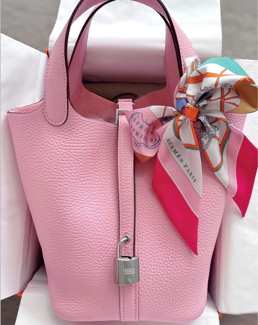 AUTHENTIC HERMES PICOTIN LOCK 18 ROSE SAKURA CLEMENCE IN PHW Luxury Bags Wallets on Carousell