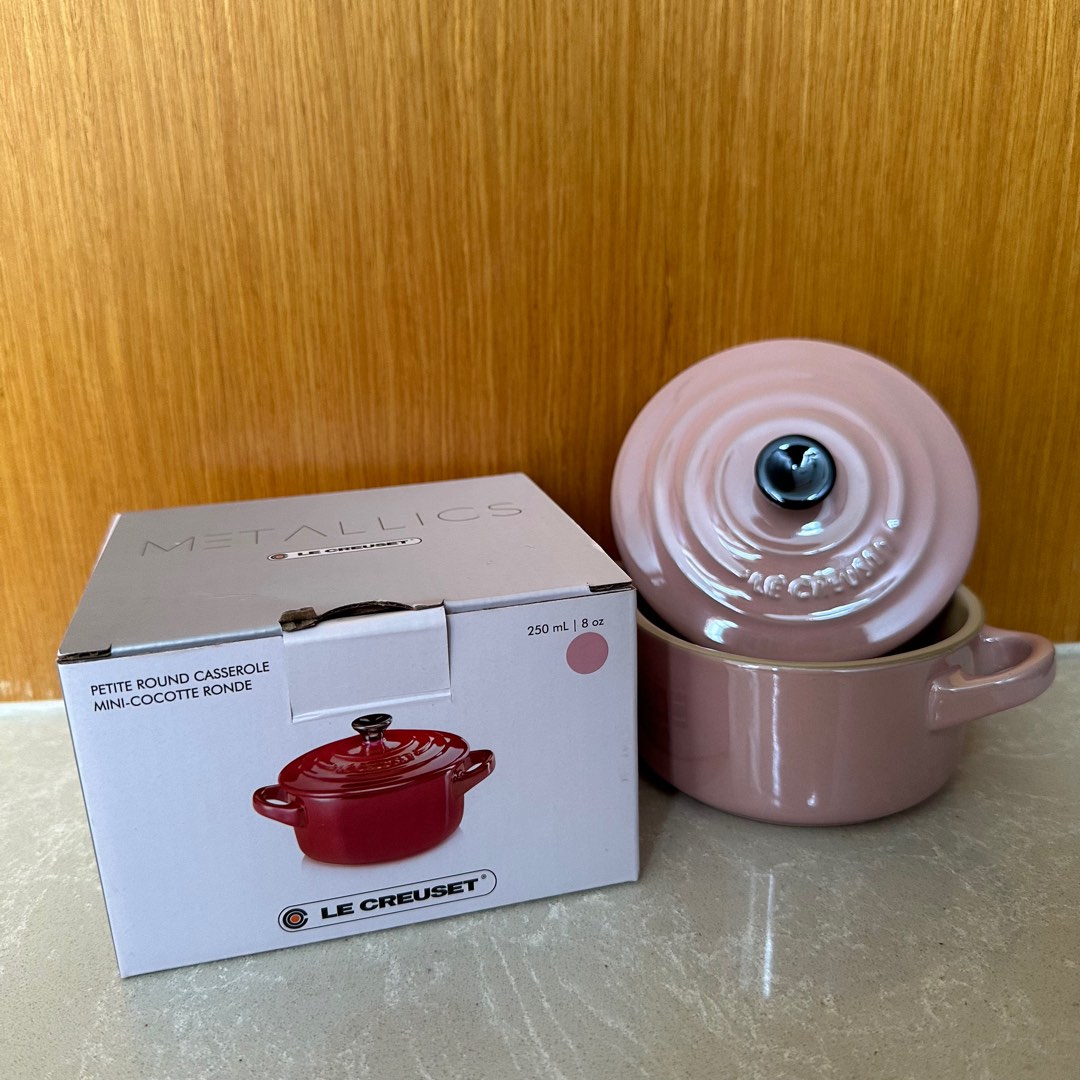 Authentic Le Creuset Mini 10cm Cocotte Pearl in Chiffon Pink, Furniture & Home Living