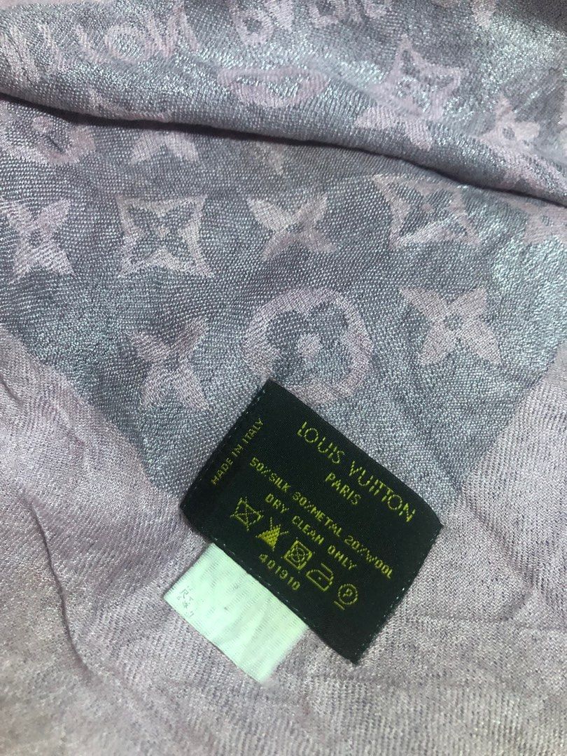 Authentic Louis Vuitton Classic Monogram Shawl (Category: Luxury Accessories) located in Rosario. Submitted by myvinatgepieces (Listing ID 1277719173, Image 2). Description: Authentic Intact Tag No snags/ pinhole Denim Rose Fringe Edges Overall Condition: Excellent Used Condition No Inclusions Measurements: 56” x 56”.