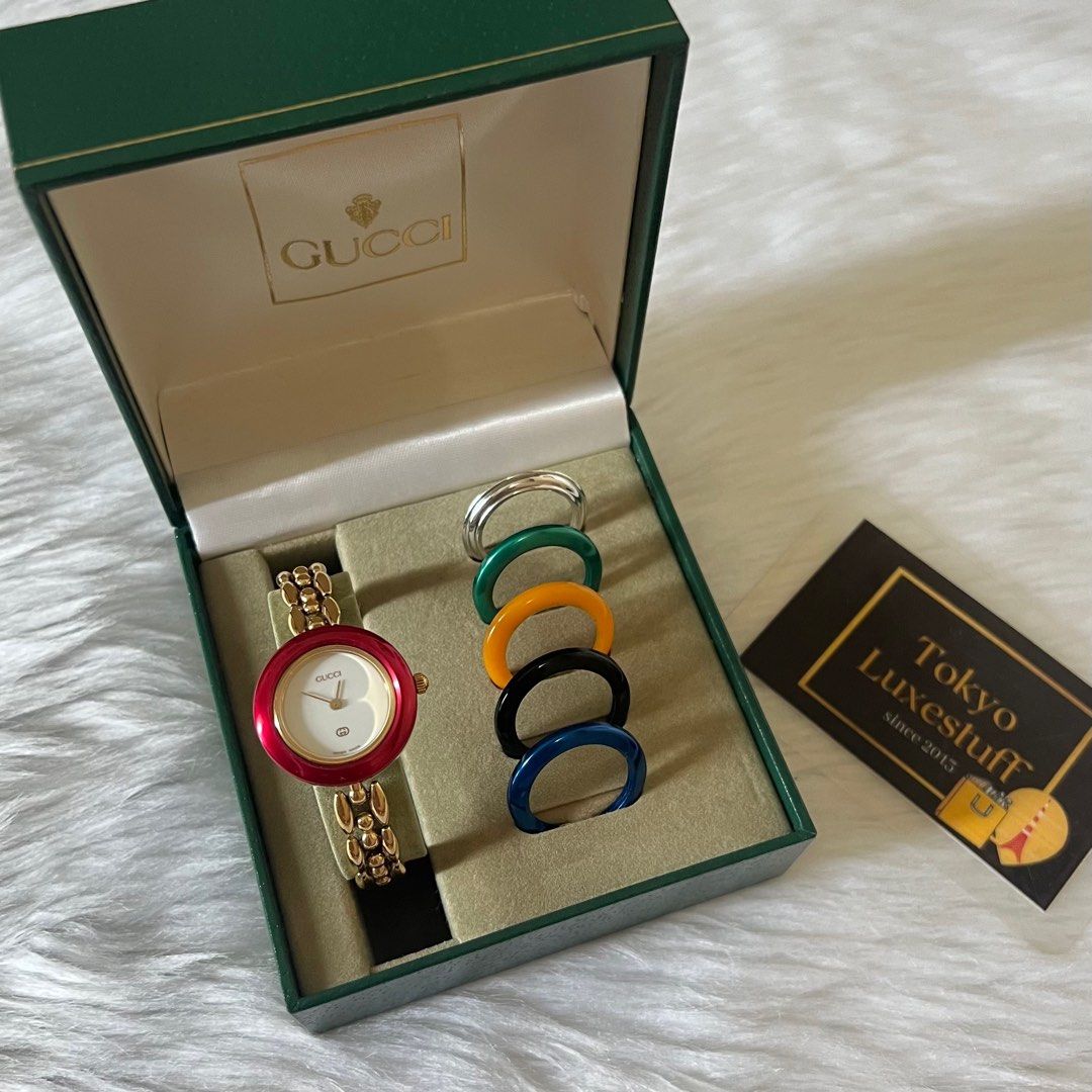 Authentic Preloved Gucci Interchangeable Bezel Gold Plated Watch
