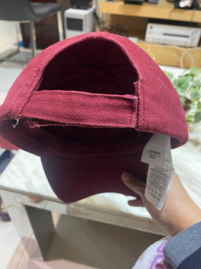 BALENCIAGA Maroon Head Cap, Luxury, Accessories on Carousell