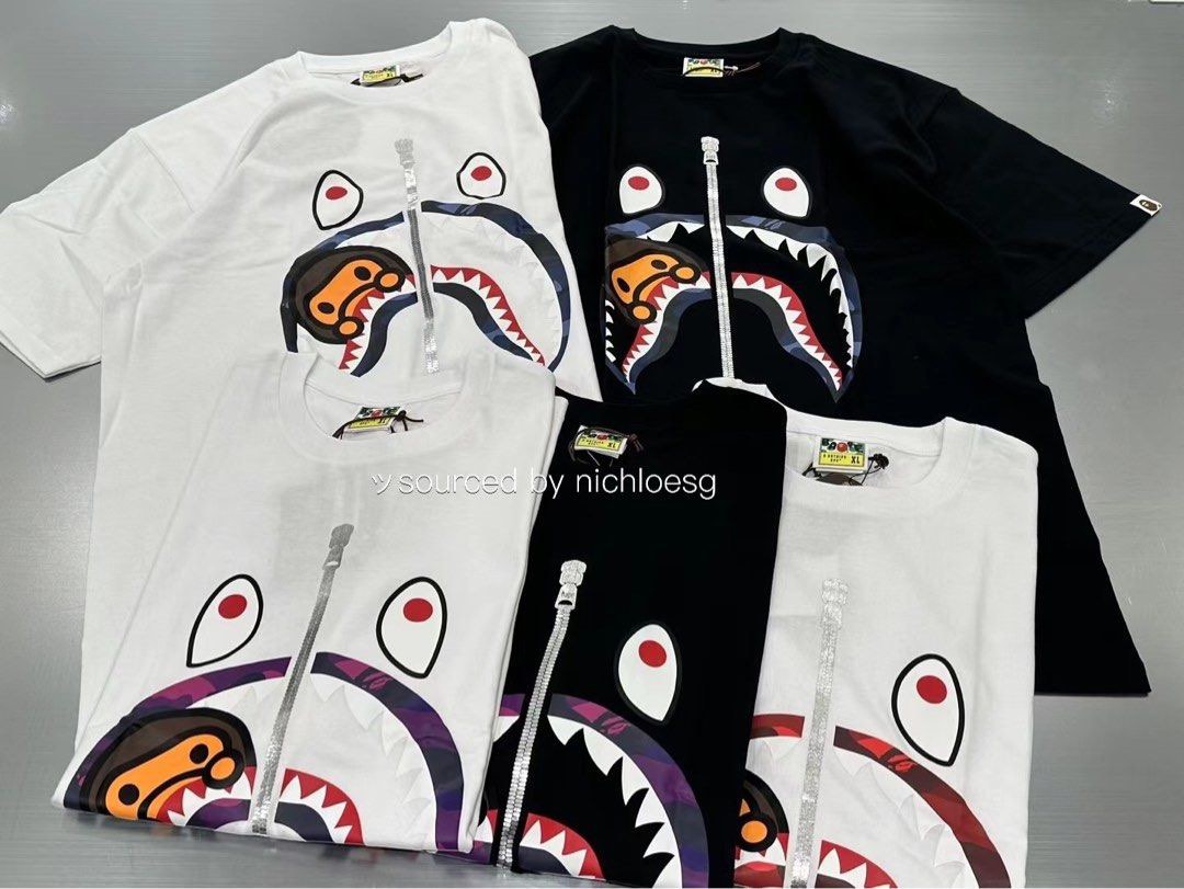 Color camo shark tee top