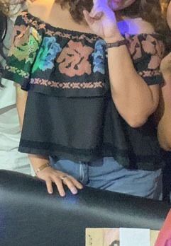 Beautiful Off-Shoulder Top with Delicate Embroidery (Category: Blouses) located in Quezon City. Submitted by rosey128 (Listing ID 1277667122, Image 2). Description: Hi, im selling this off-shoulder top for 200php Made from Korea brand, only wore it once for a Christmas party. Fits M-XL size .