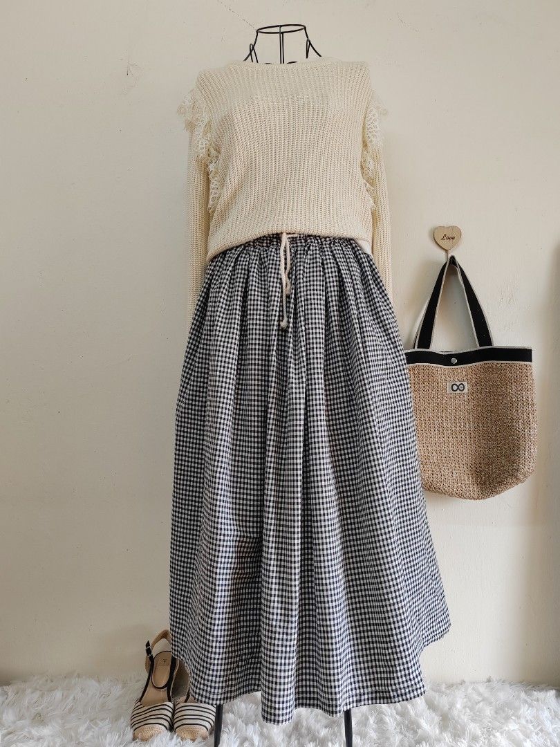 Black and white outlet checkered skirt vintage