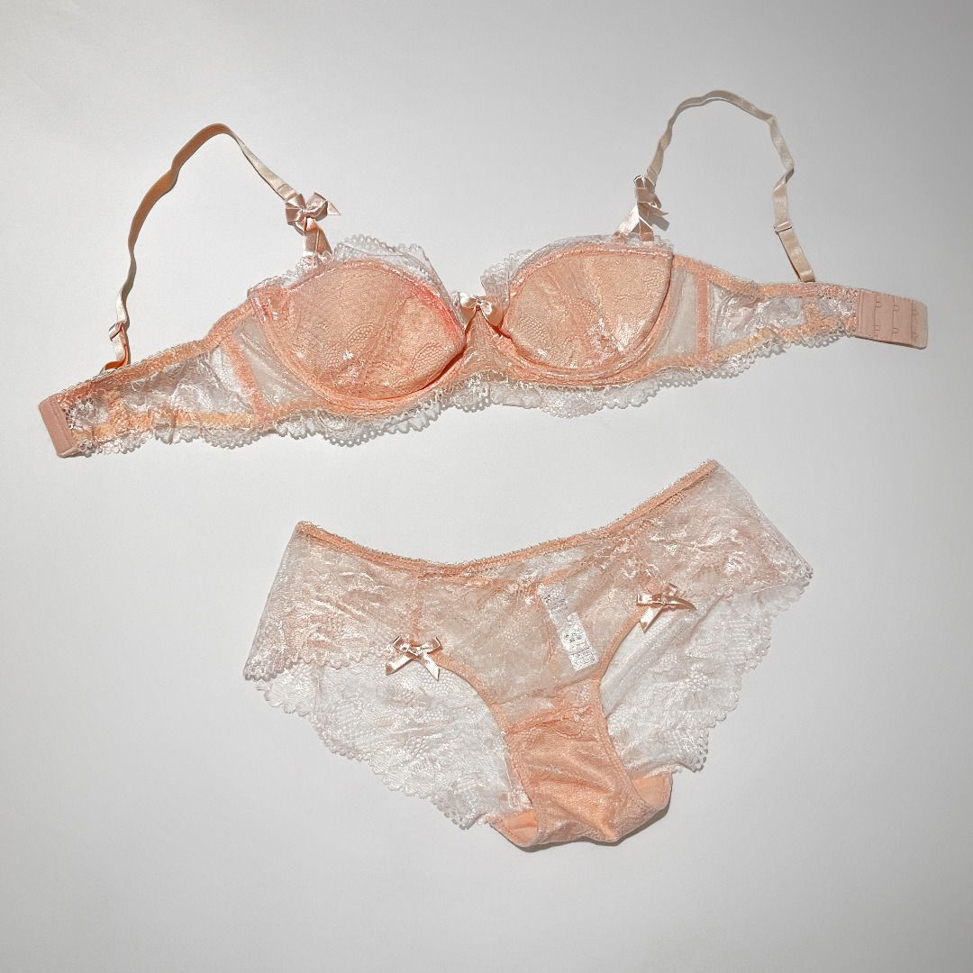BN Peach Sexy Lace Bra & Panty Set (34C + M)
