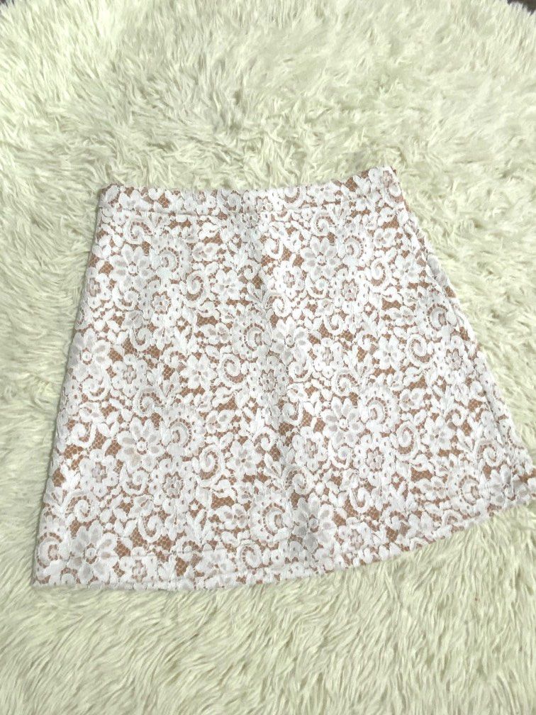 Michael kors white lace skirt discount