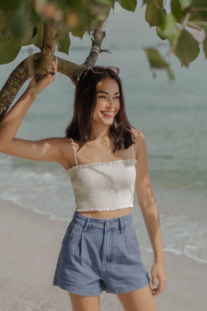 White smocked sale tube top