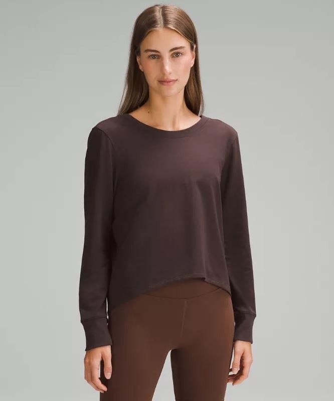 BNWT) lululemon Twist Back French Terry Pullover Espresso Size 4