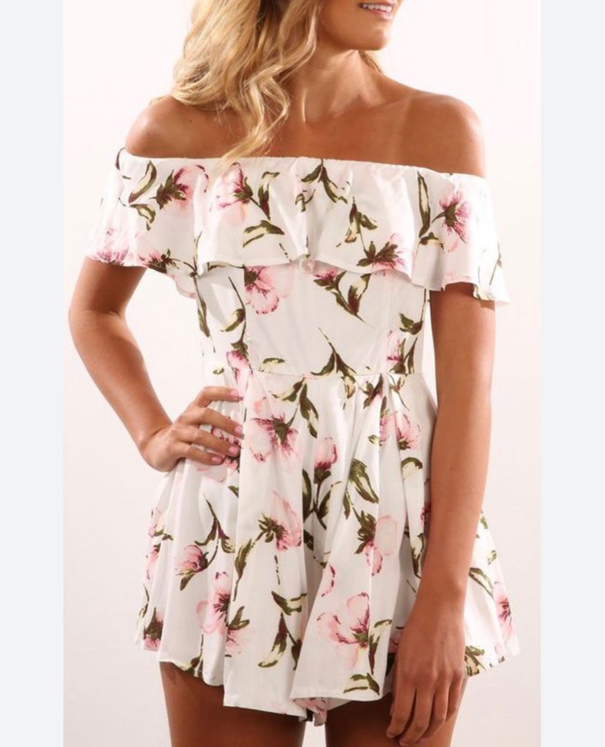 BRAND NEW AGACI floral off shoulder dress pink white Women s
