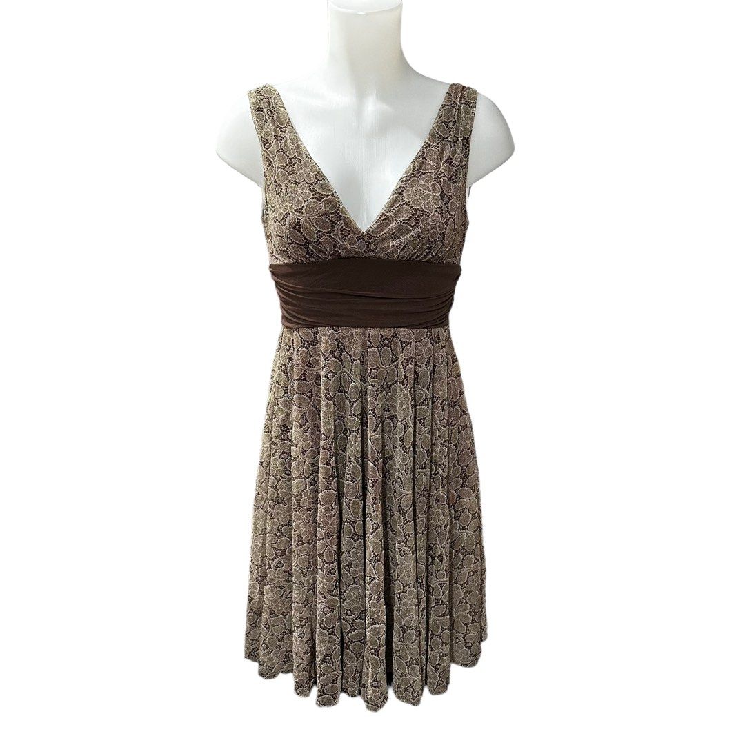 BRAND NEW DRESSBARN satin gown prom lace sleeveless brown cocktail