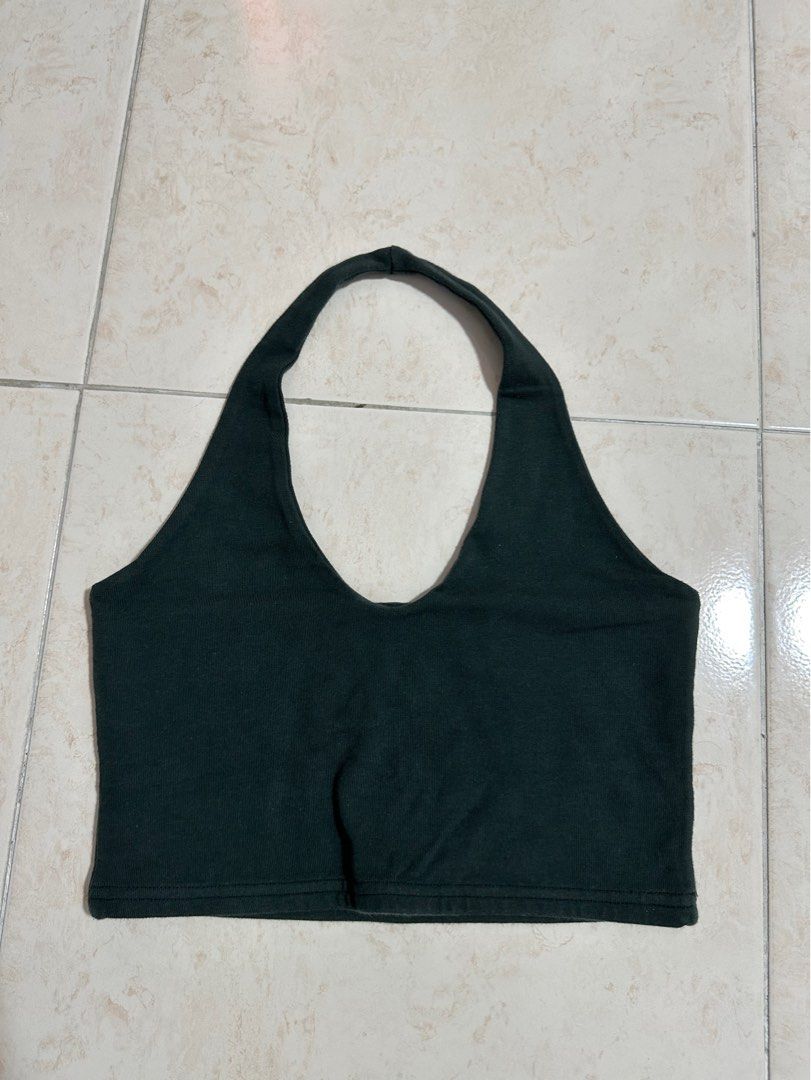 Brandy Melville green halter neck crop top, Women's Fashion, Tops, Shirts  on Carousell