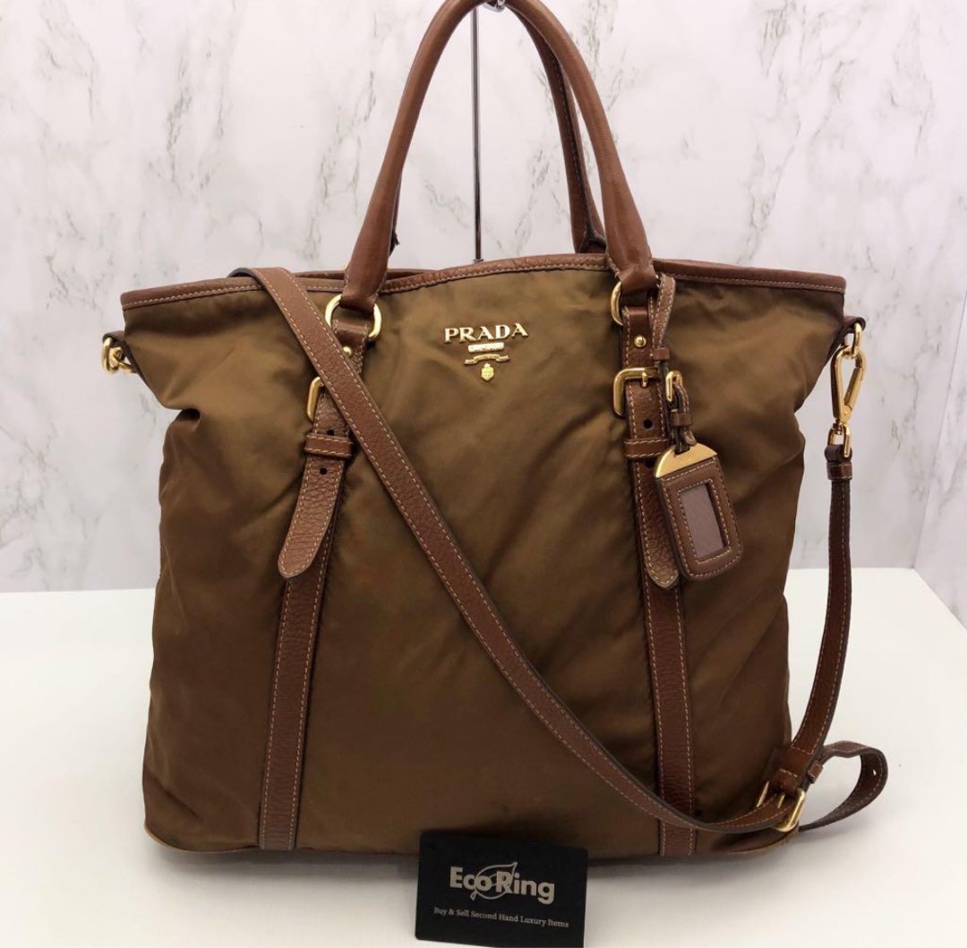 prada brown nylon tote