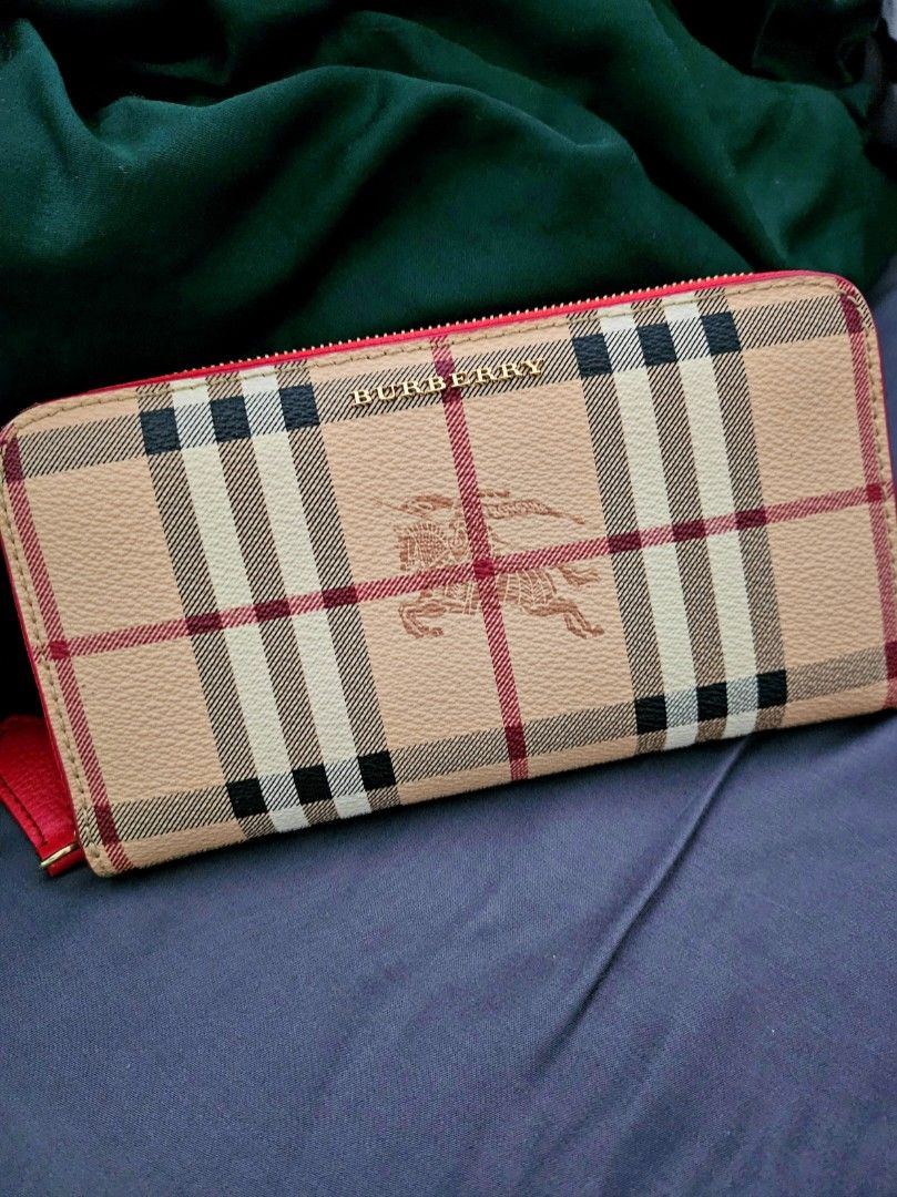 Burberry haymarket zip around shop wallet