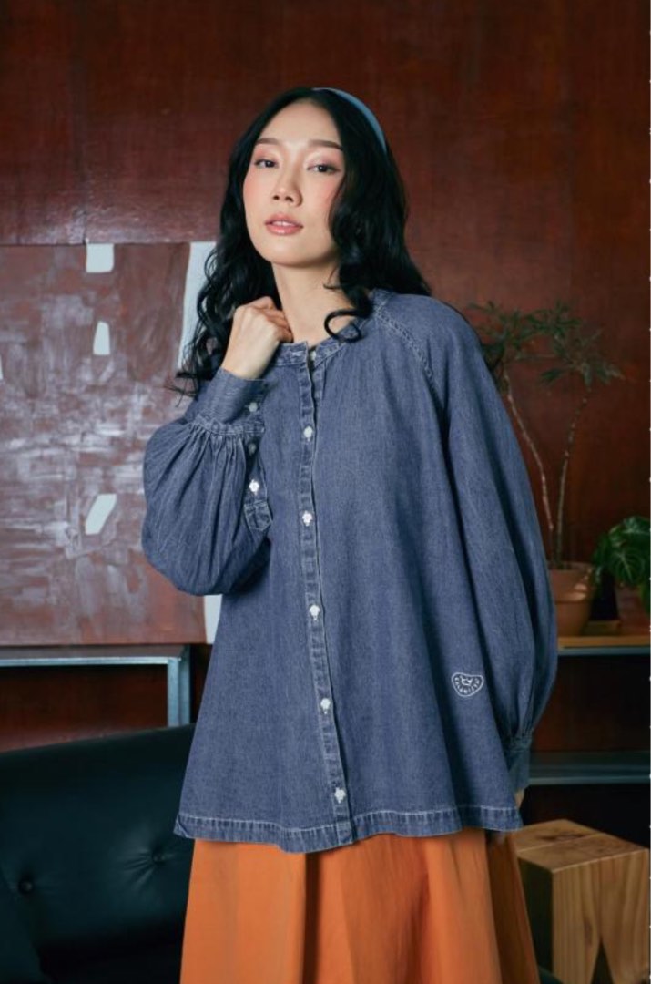 Calaqisya Ranch Yard Top Blue Denim XS Women s Fashion Muslimah