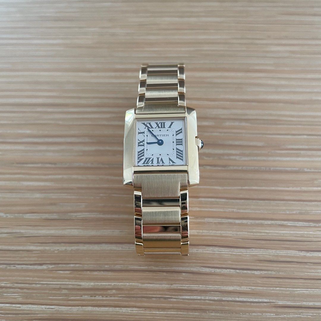 Cartier tank francaise mens gold hot sale