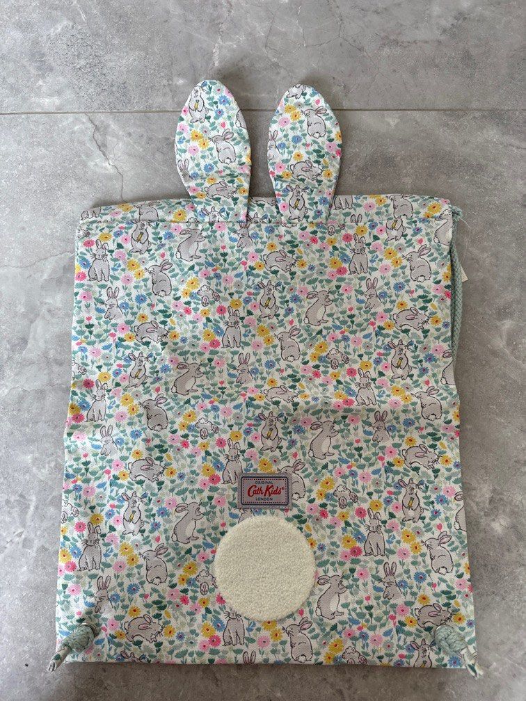 Cath Kidston Drawstring Bag Bunny Meadow Oyster Shell