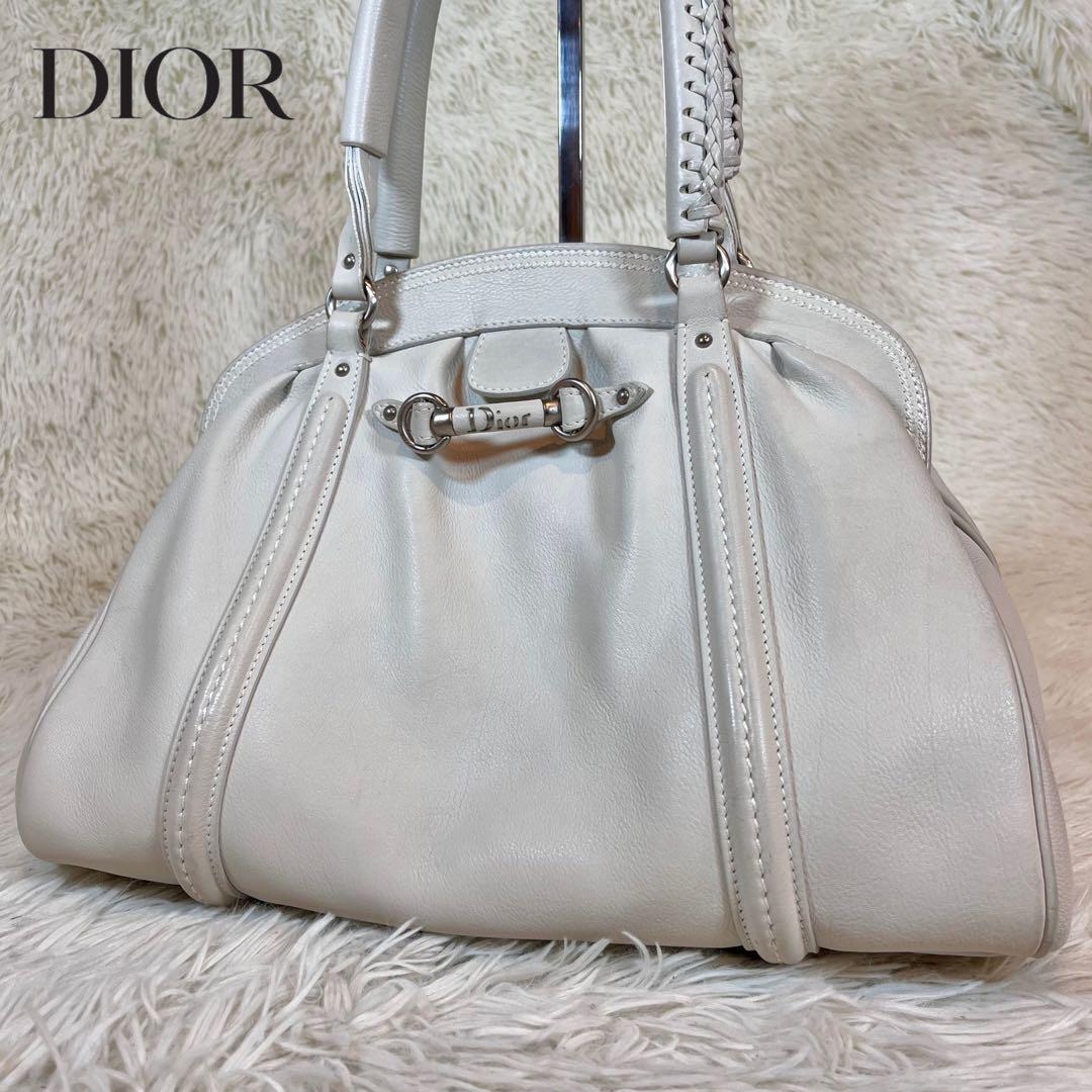 Christian Dior tote bag shoulder bag white leather, Luxury, Bags