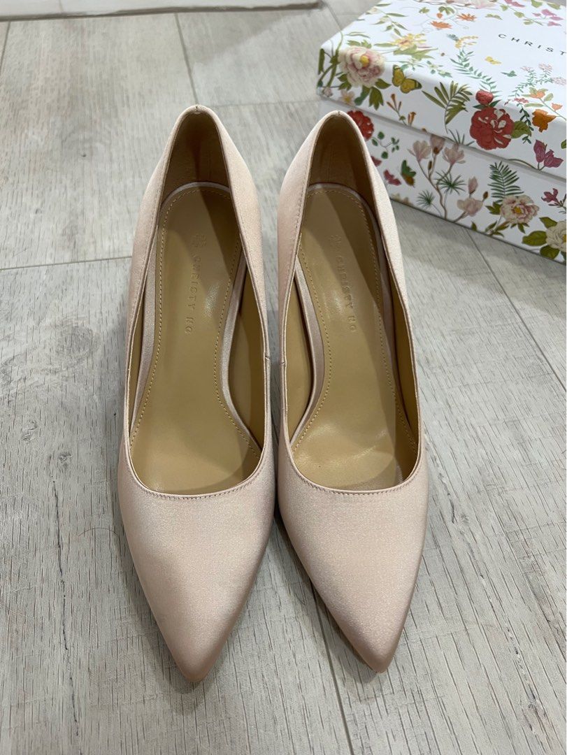 Champagne satin heels hotsell