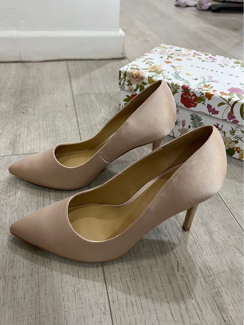 Champagne satin bridal discount shoes