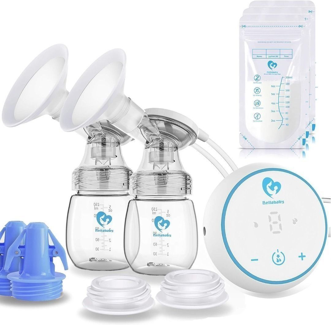 CNY SALE Bellababy MiniO Breast Pump Electric Double Breast Pump Rechargeable Come with 24mm Detachable Flanges 10 Storage Bags 2 Storage Bag