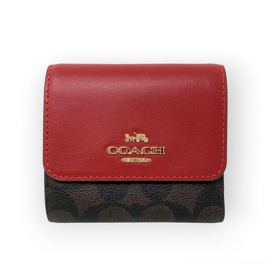 COACH Micro Signature Small Trifold Wallet, Women's Fashion, Bags ...
