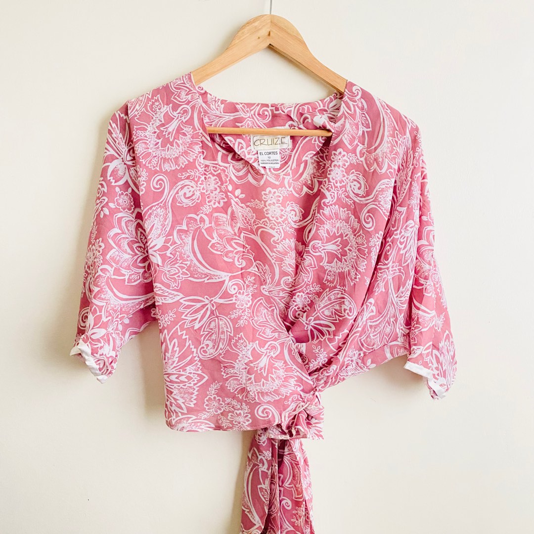 Mauve Hammered Satin Wrap Top main image 1