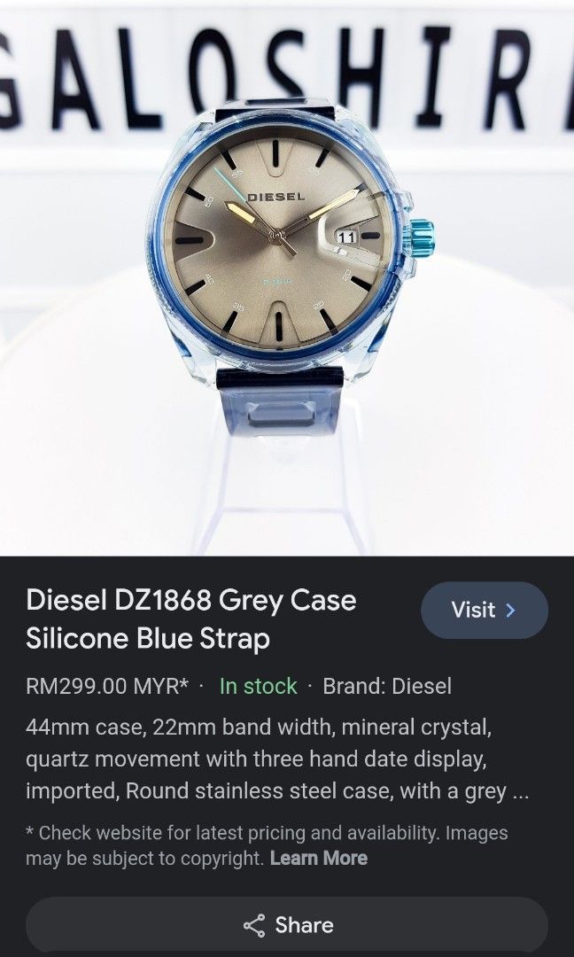 Diesel DZ1868 Grey Case Silicone Blue Strap Men s Fashion