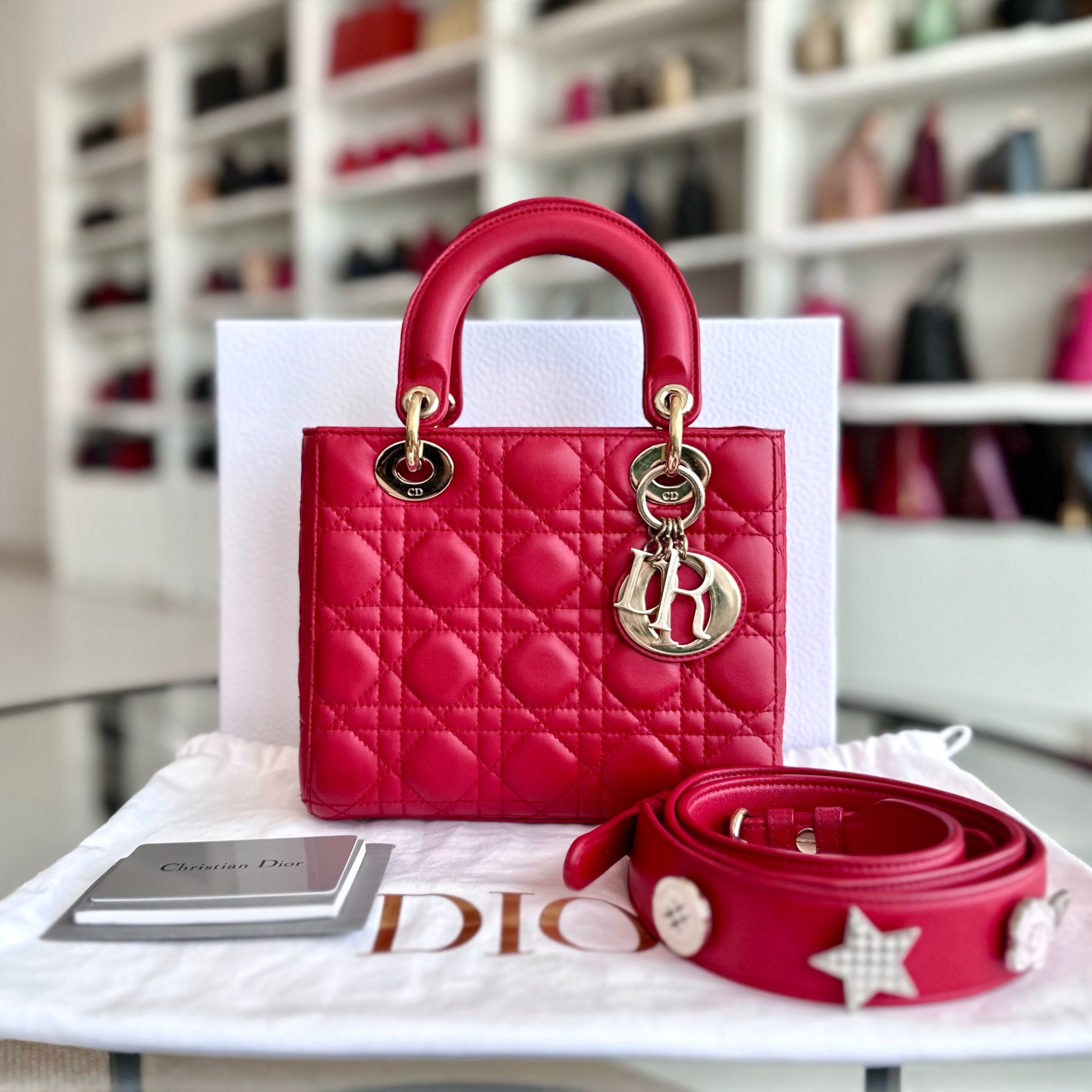Lady dior deals red lambskin