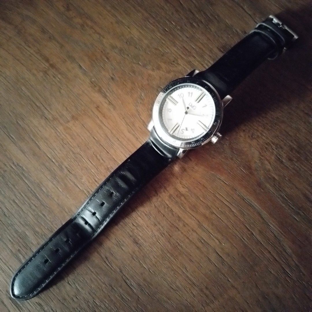 Dolce Gabbana D G 5ATM Water Resistant All Stainless Steel Genuine Leather Quartz Watch jam