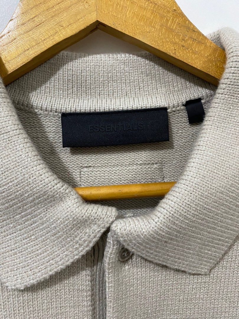 Fear of God Essentials Knit Polo Silver Cloud