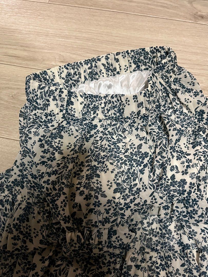 Elastic floral midi skirt store
