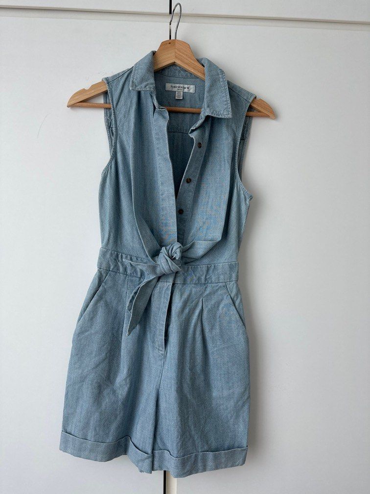 Denim romper suit cheap
