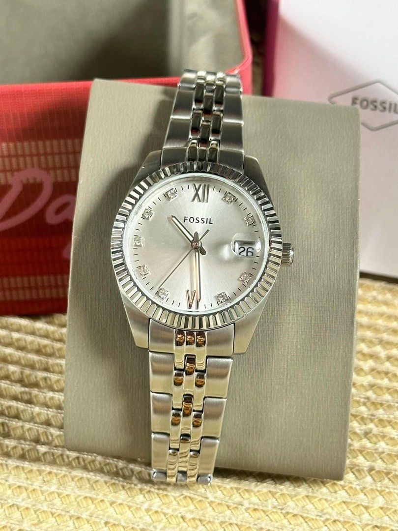 FOSSIL SCARLETTE SILVER STEEL MINI W STONE DIAL AUTHENTIC WATCH, Women's  Fashion, Watches & Accessories, Watches on Carousell