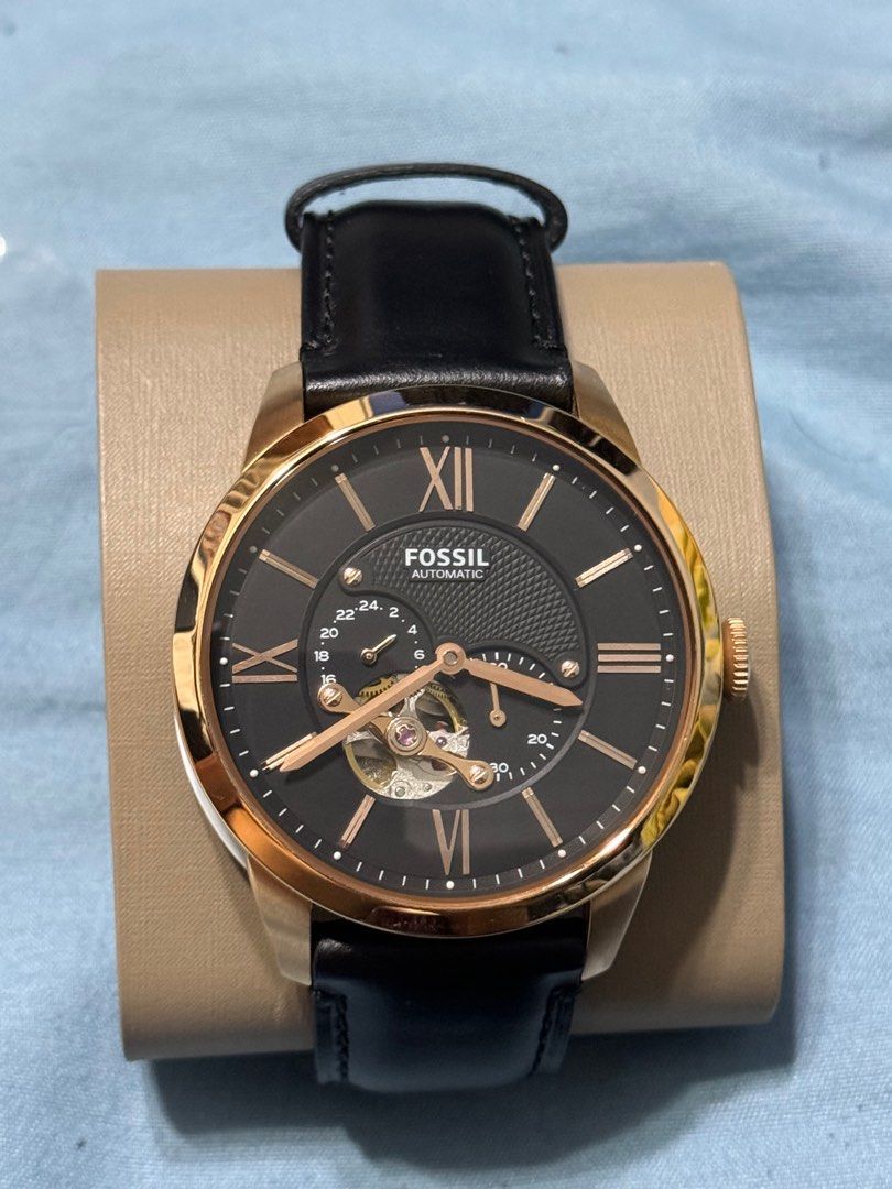 Fossil Townsman Automatic Black Leather Watch