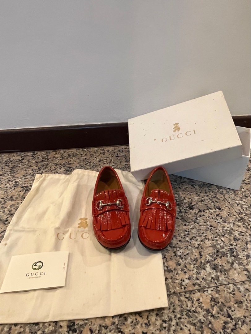 Gucci girls leather loafers
