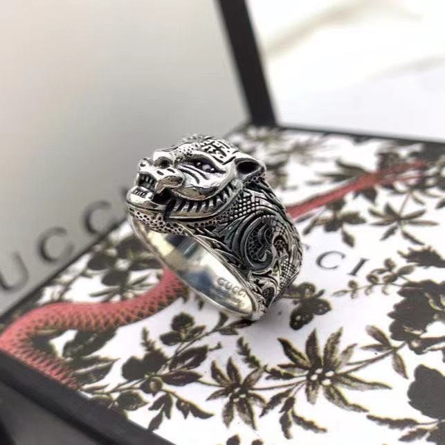 White Gold Tiger Head Ring For Men - Ice Out Diamond Punk Hip Hop Statement Jewelry