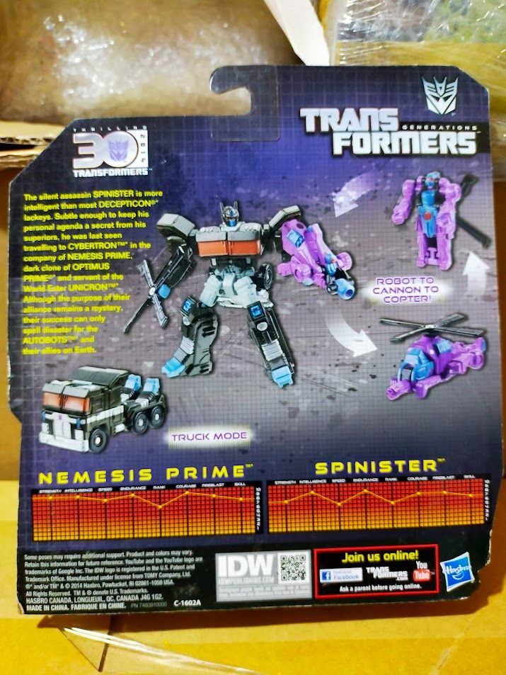 HASBRO THRILLING 30 GENERATIONS NEMESIS PRIME & SPINISTER (Category: Action & Battle Toys) located in Quezon. Submitted by sug0it0ys (Listing ID 1277649544, Image 2). Description: HASBRO THRILLING 30 GENERATIONS NEMESIS PRIME & SPINISTER SEALED ================== PHP 1,000.00 ^LBC / JRS / J & T SELLER LOCATION: SARIAYA, QUEZON CALABARZON PROVINCE ================== PAYMENT : BDO *Buyer shoulders bank transfer fee (if any). =================== HOW