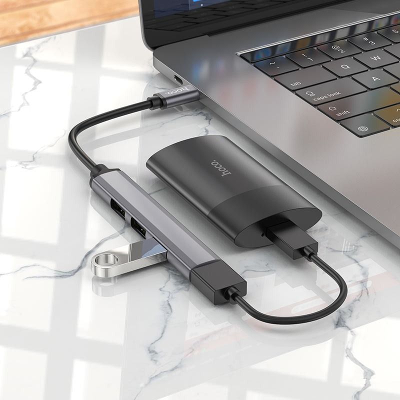 Hoco HB26 TypeC hub 4in1 Adapter USB3.0+USB2.0*3 Brand New Store