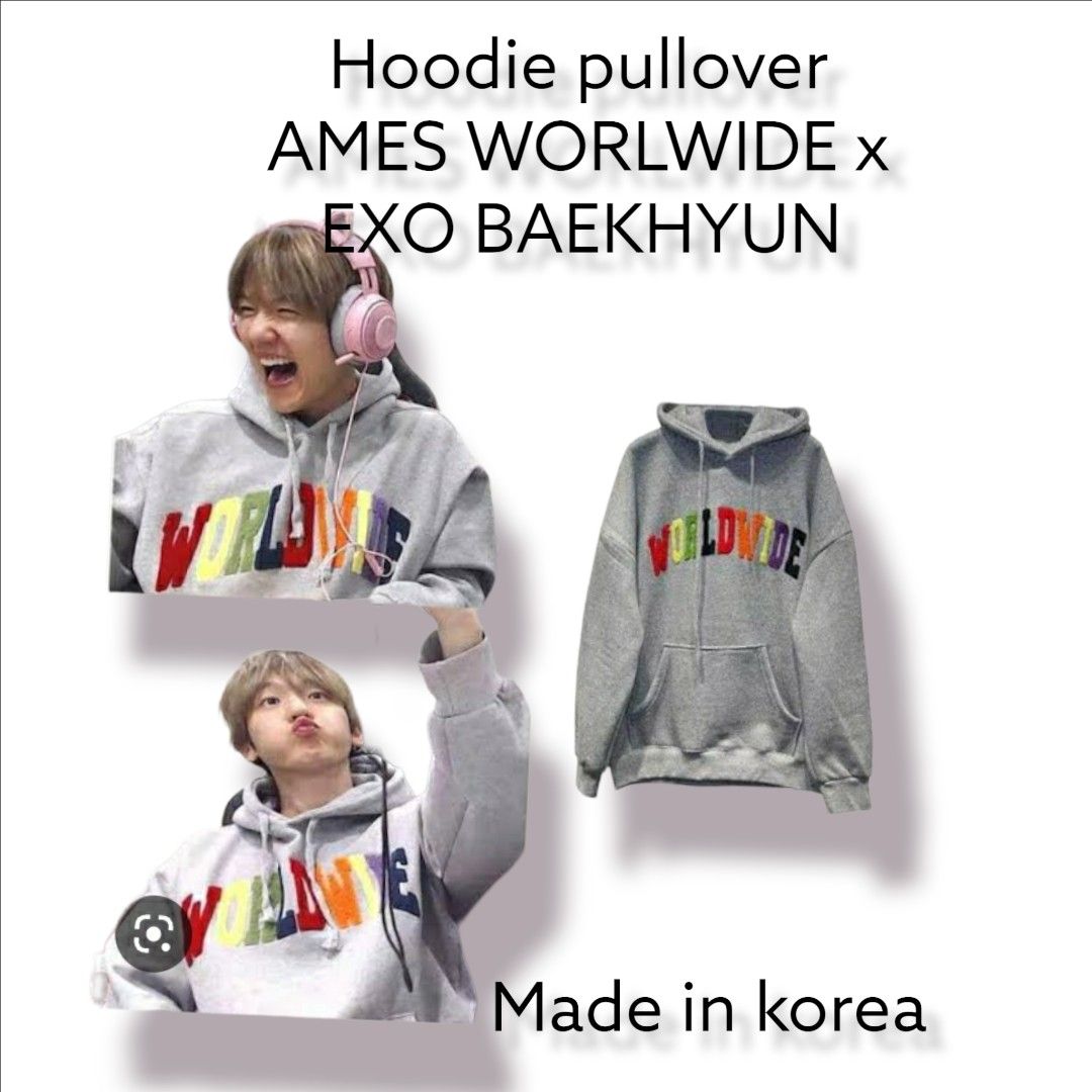 Hoodie pullover unisex AMES WORLDWIDE x EXO BAEKHYUN L over abu