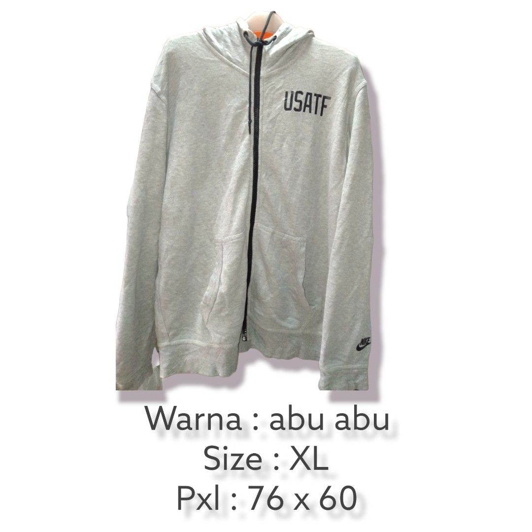 Hoodie zip unisex NIKE USATF xl Fesyen Pria Pakaian Baju Luaran di Carousell