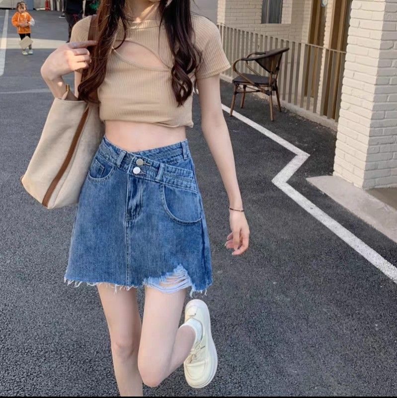 Denim skirt outfit 64 deals