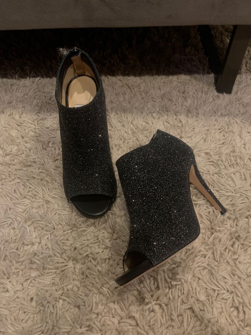 Glitter open toe booties best sale