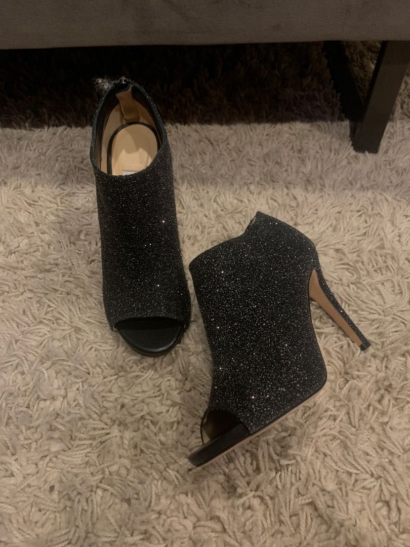 Glitter open store toe booties