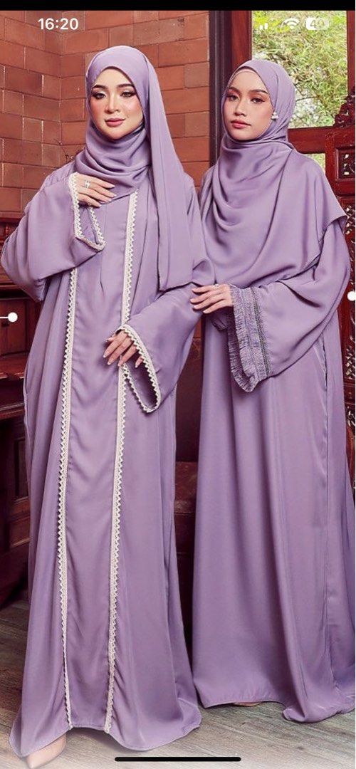 Lilac soft purple abaya jubah kaftan long dress