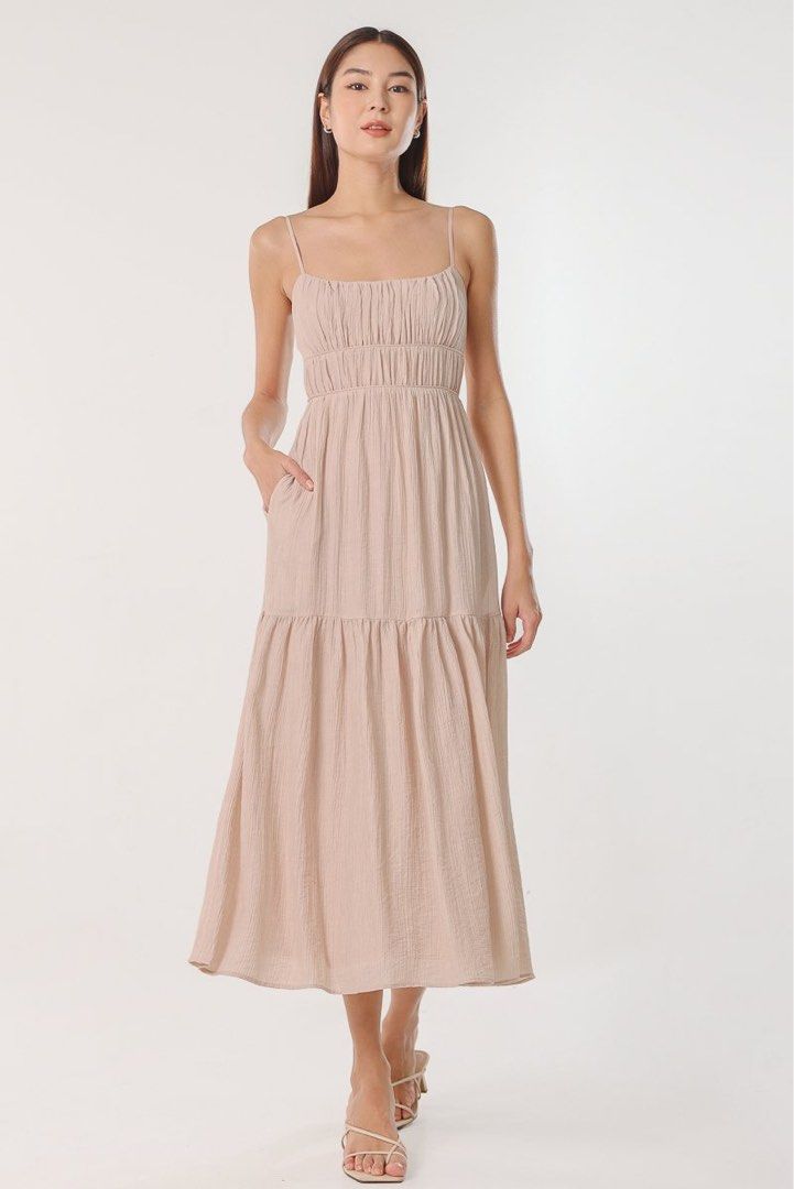 Topshop pleat sales tiered midaxi dress