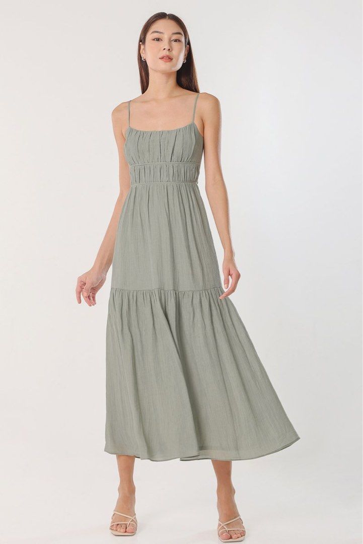 Topshop pleat sales tiered midaxi dress