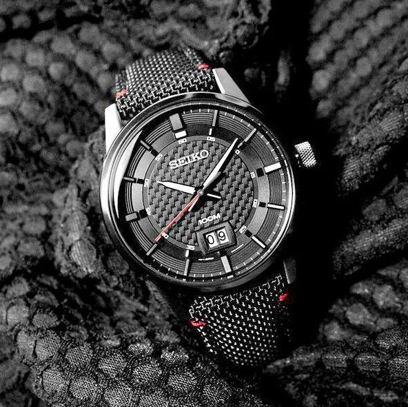 Lowest Price Seiko SUR271 Men s Black Textured Dial Black Nylon Leather Strap Watch sur271 sur271p sur271p1 Birthday gift birthday seiko BRAND NEW IN BOX WITH 1 YEAR WARRANTY Men s Fashion Watches Acc...