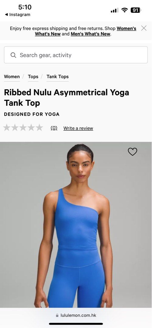 Ribbed Asymmetrical Yoga Tank Top