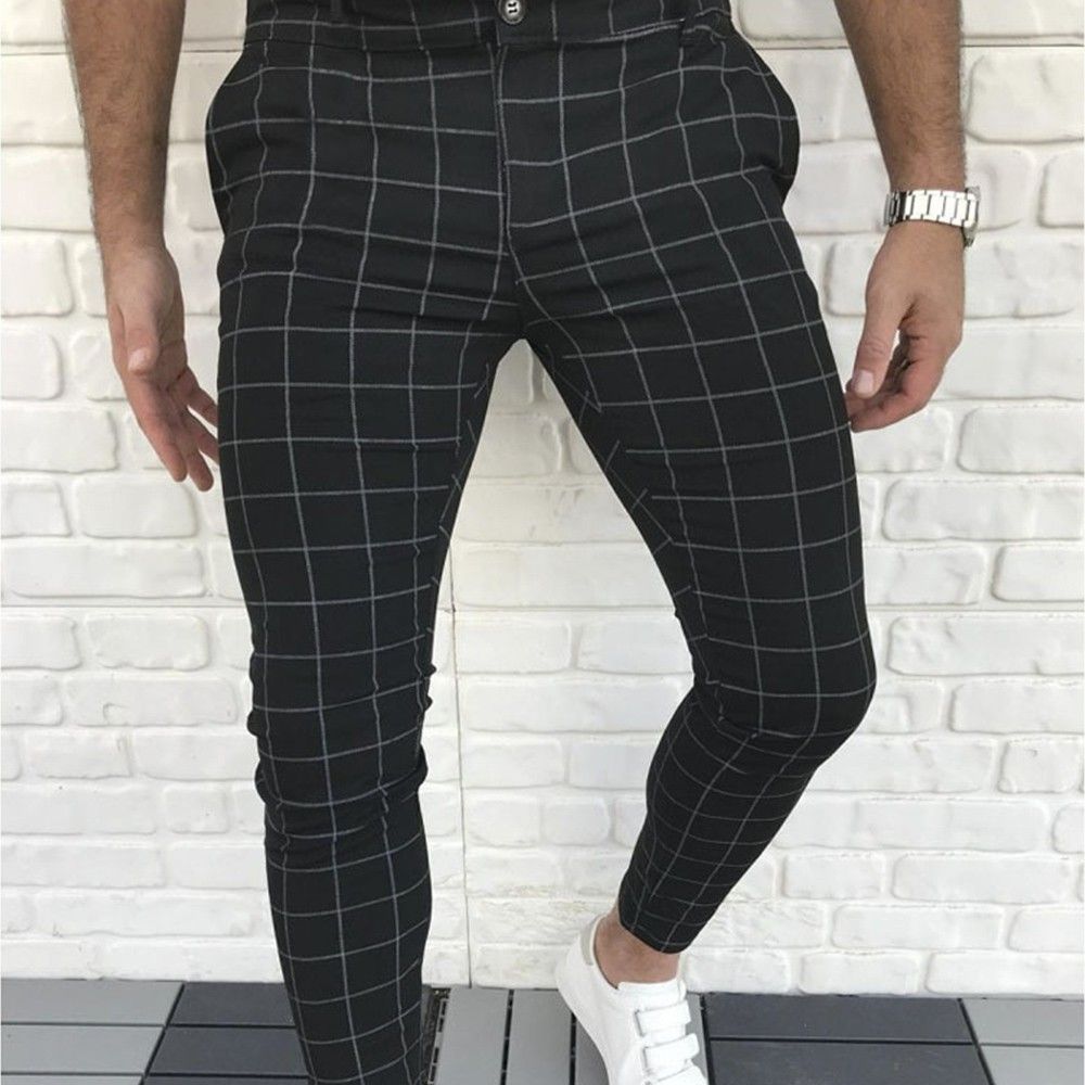 Mens checkered top suit pants